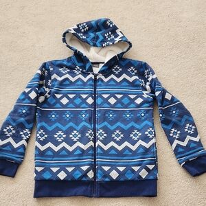 Eddie Bauer Kids Blue Patterned Kids Fleece Lined Hoodie M 10/12